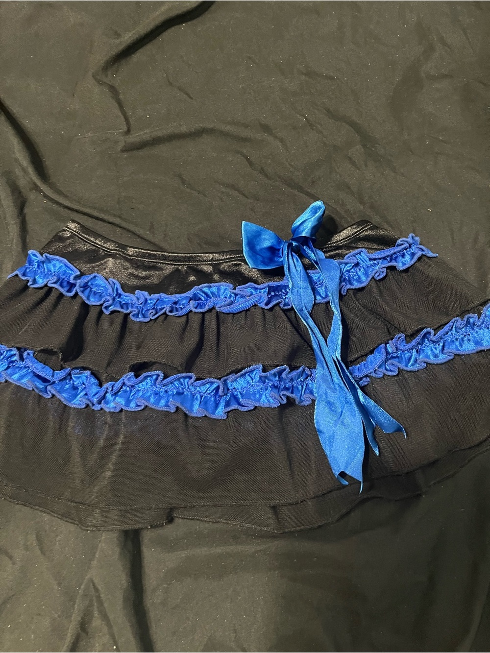 Black Skirted Panty with Royal Blue Ruffle Trim and Bow